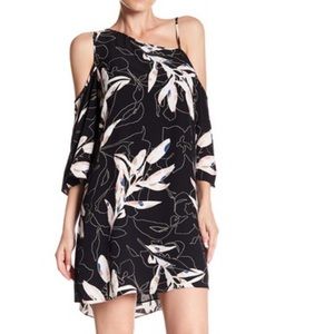 1.STATE Cold shoulder flounce dress